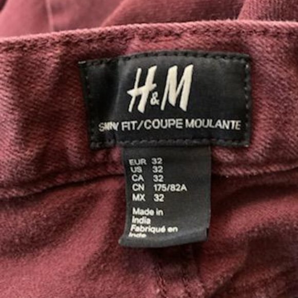 H & M  Slim fit maroon jeans - Picture 7 of 7